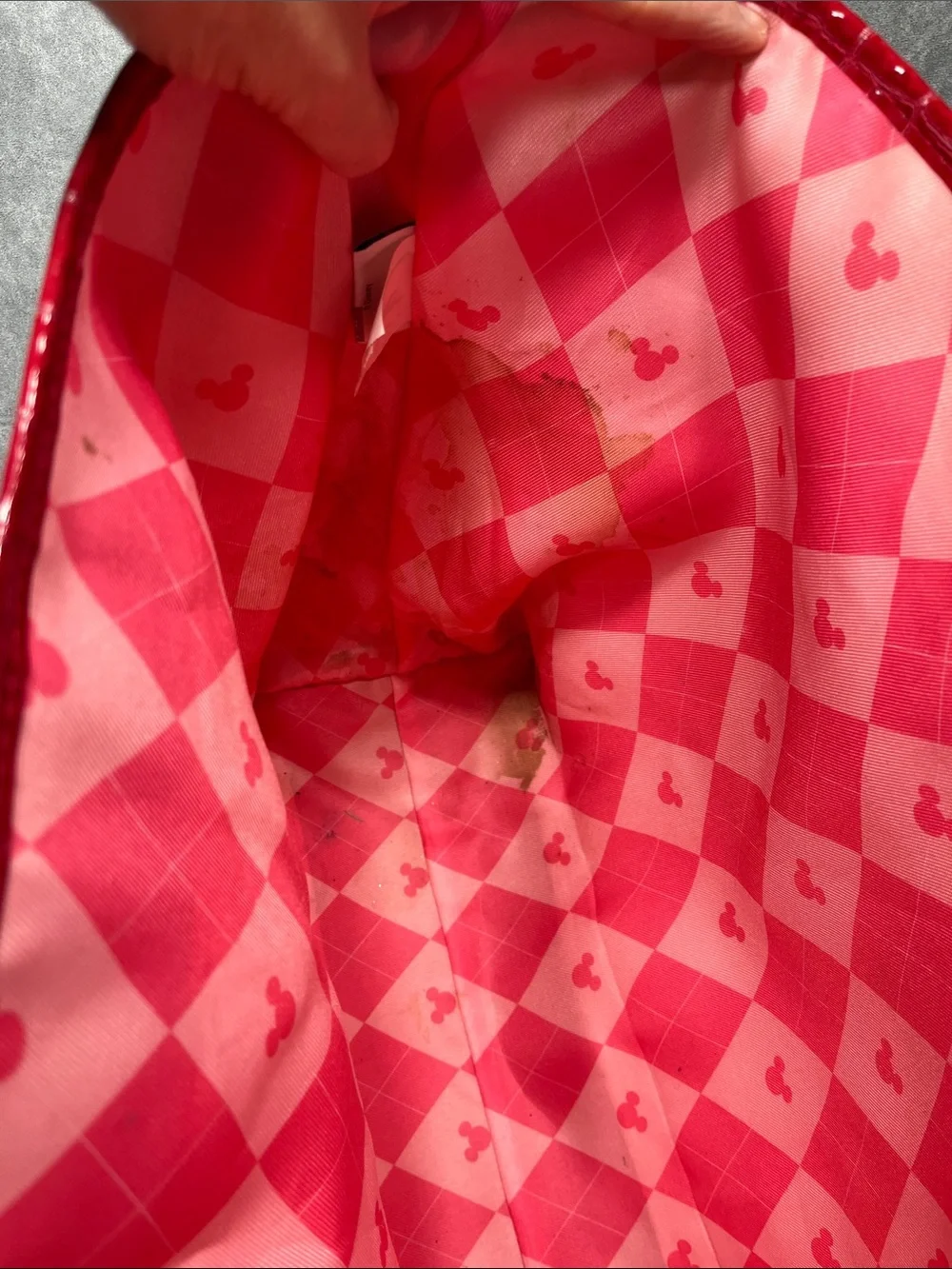 Disney Parks Red Croc Embossed Mickey Bow Tote Bag Disneyland WDW